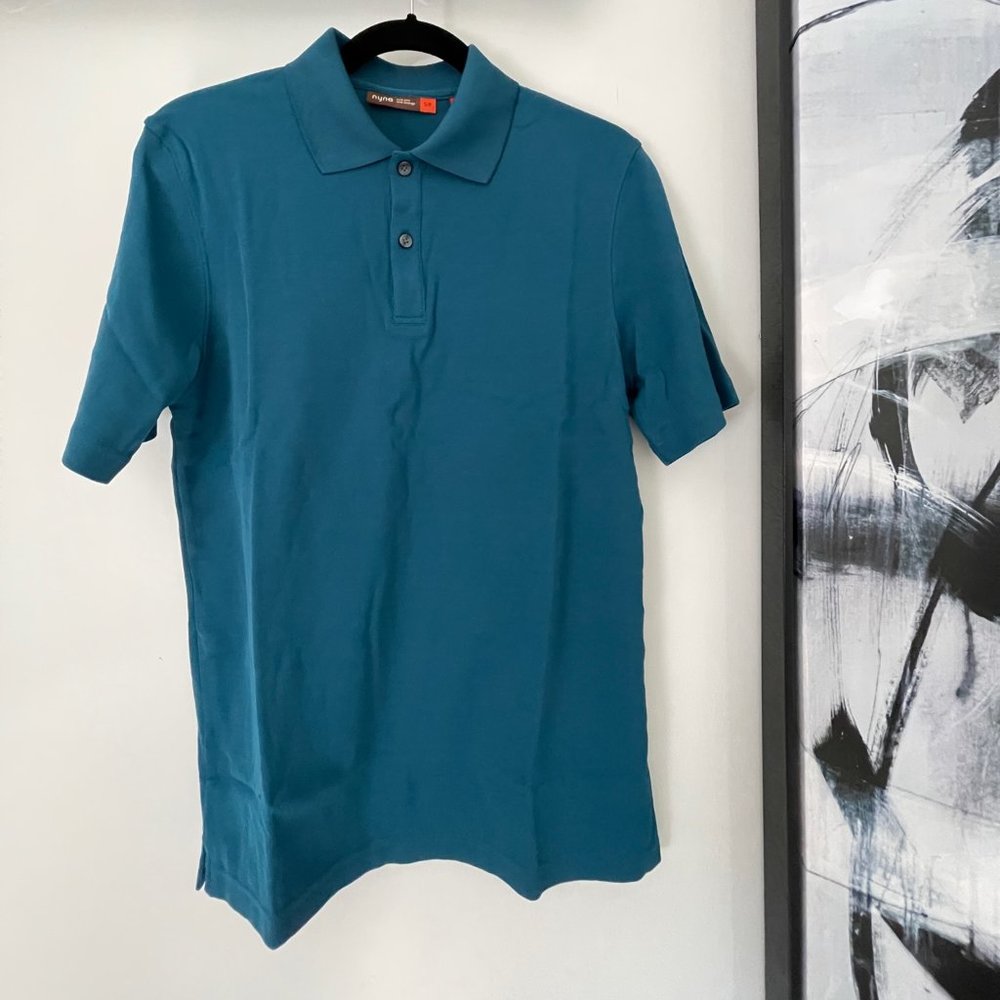 NWT - NYNE  Designer Teal Cool Max Knit Men’s Short Sleeve Polo Shirt Size Small